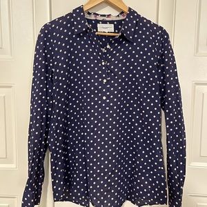 Birds of Paradis by Trovata navy polkadot blouse